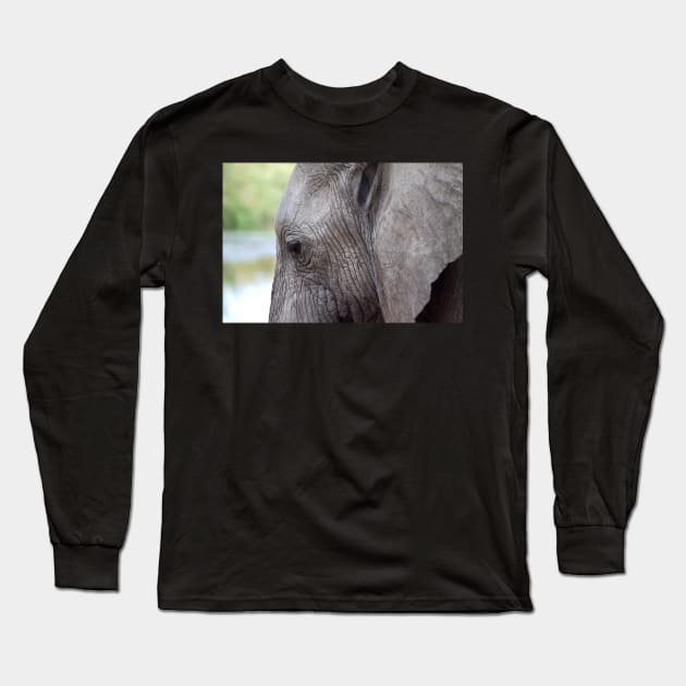 Portrait, African Elephant, Serengeti National Park, Tanzania. Long Sleeve T-Shirt by Carole-Anne